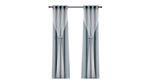 Artiss Multi-Layer Eyelet Sheer Curtains with Blackout Lining 132 x 304cm 2pcs. - Light Grey