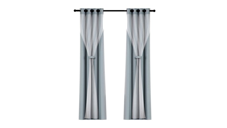 Artiss Multi-Layer Eyelet Sheer Curtains with Blackout Lining 132 x 304cm 2pcs. - Light Grey