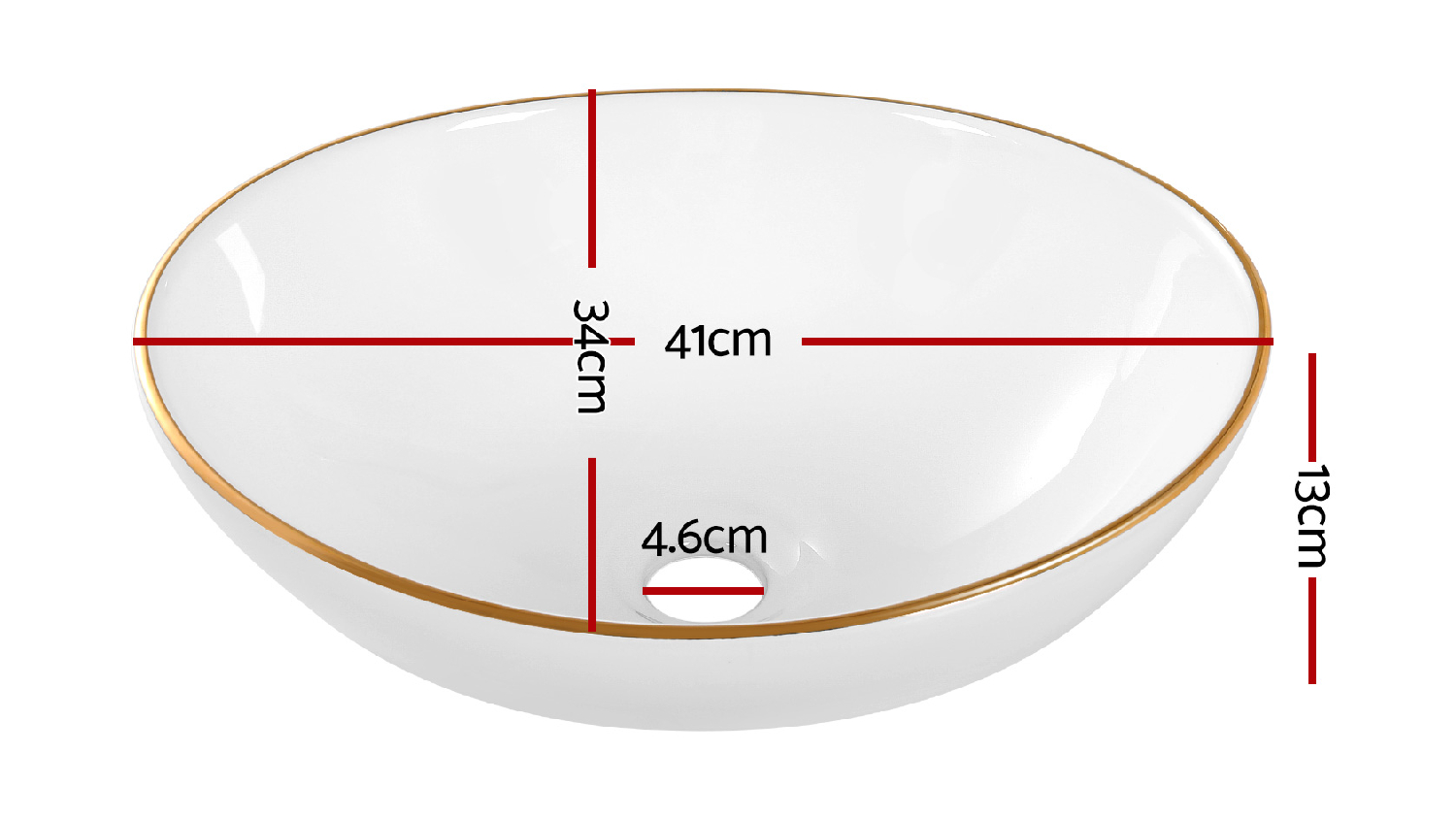 Cefito Elegant Bathroom Basin 41 x 34cm - White/Gold