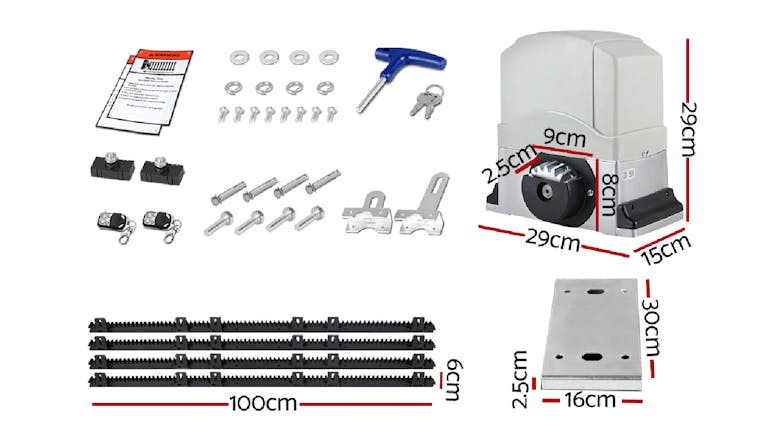 Lockmaster Electronic Sliding Gate Opener Kit with Rails 1200kg 4m