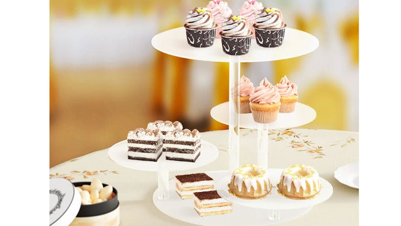 5-Star Chef 4-Tier Acrylic Cake Display Stand - White