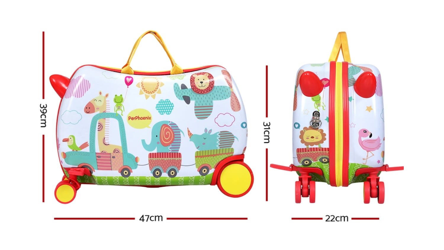 Wanderlite Kids' Ride-On Luggage with Wheels 43cm - Zoo Parade