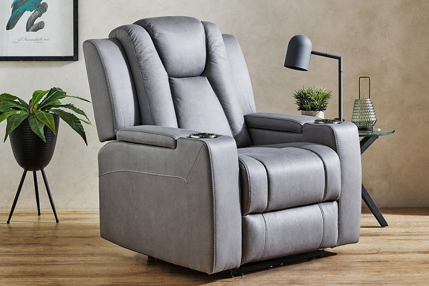 White Haven Fabric Electric Recliner Chair
