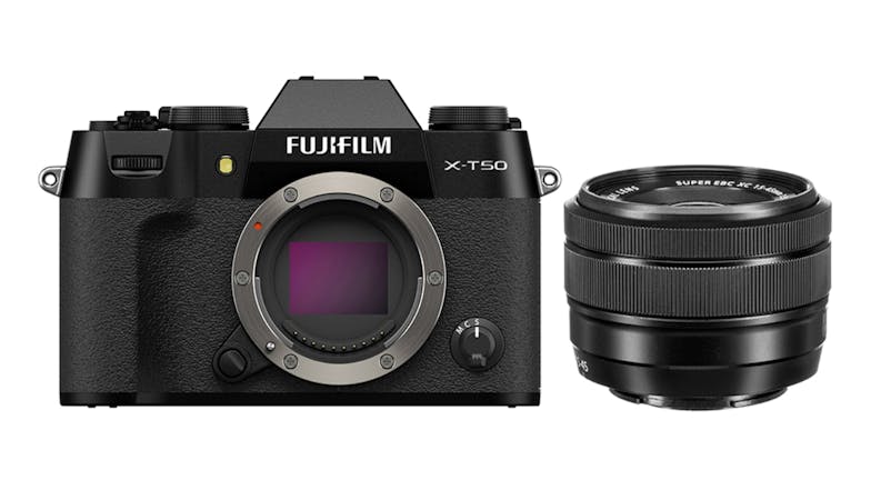 Fujifilm X-T50 Mirrorless Camera (Black) with XC 15-45mm f/3.5-5.6 OIS PZ Lens