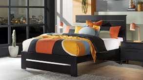 Aza Queen 3 Piece Bedside Bedroom Suite - Black 480W
