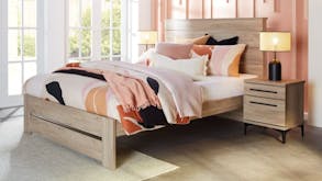 Aza King Single 2 Piece Bedside Bedroom Suite - Oak 480W