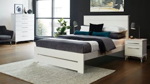 Aza King Single 2 Piece Bedside Bedroom Suite - White 480W