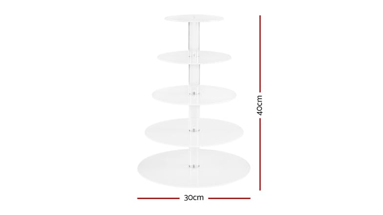 5-Star Chef 5-Tier Acryllic Cake Display Stand - White