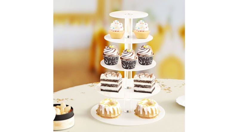 5-Star Chef 5-Tier Acryllic Cake Display Stand - White