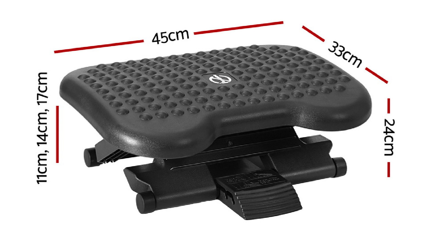 Artiss Adjustable Footrest with Pressure Point Nubs - Black