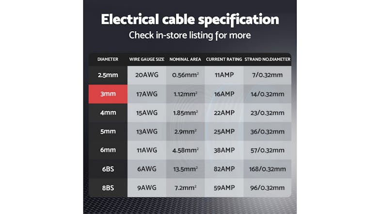Giantz Twin Core Dual Sheath Electrical Cable 3mm x 10m