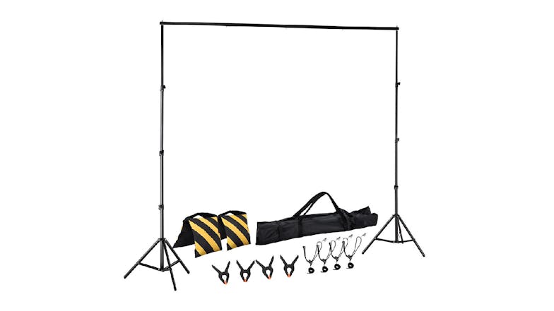 New Aim Photography Backdrop Tapestry Frame 2.5 x 3m with Secure Clips & Sandbags, Carry Bag