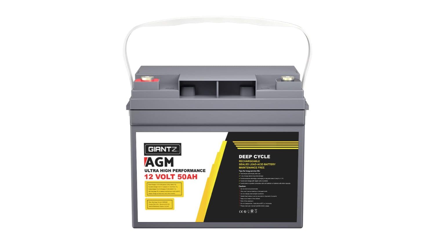 Giantz AGM Rechargeable Deep Cycle Lead-Acid Battery 12V 50AH 2pcs.