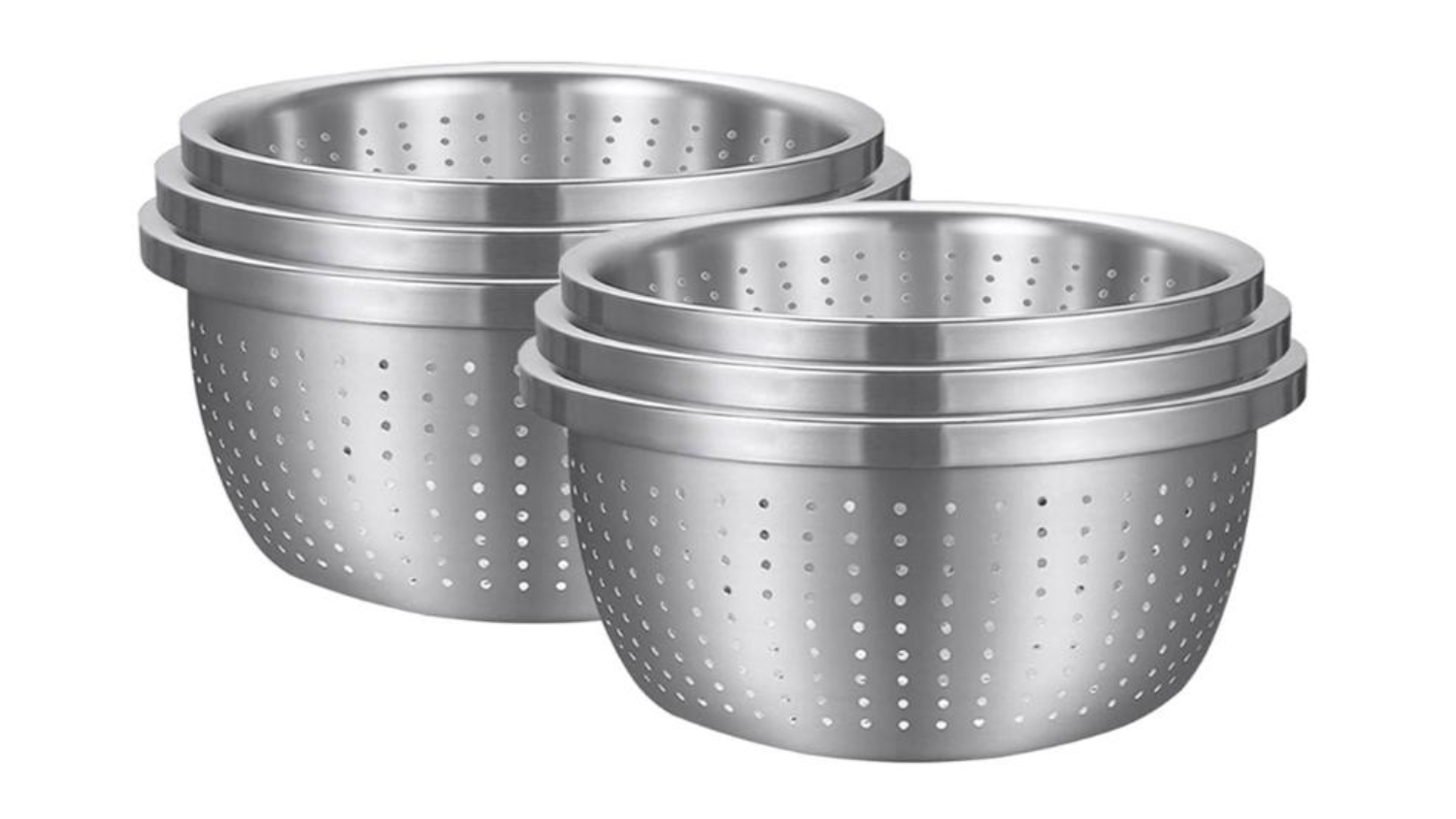 SOGA Stainless Steel Collander Set 2pcs. - 20, 24, 26cm