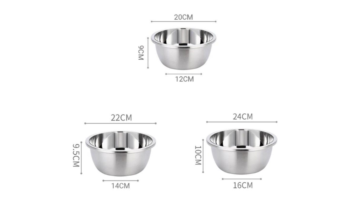 SOGA Stainless Steel Collander Set 2pcs. - 20, 22, 24cm