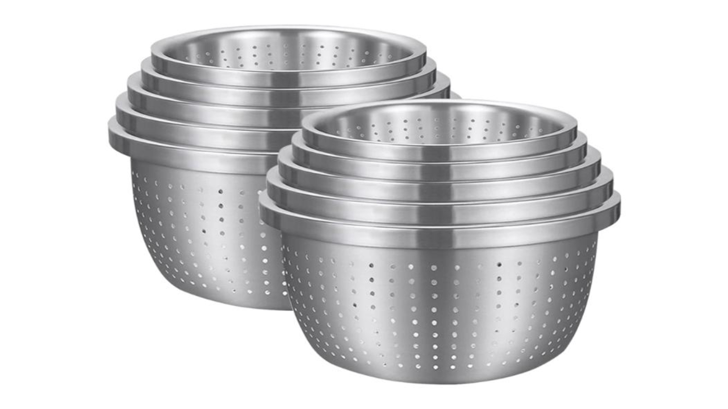 SOGA Stainless Steel Collander Set 2pcs. - 20, 24, 26, 28, 30cm