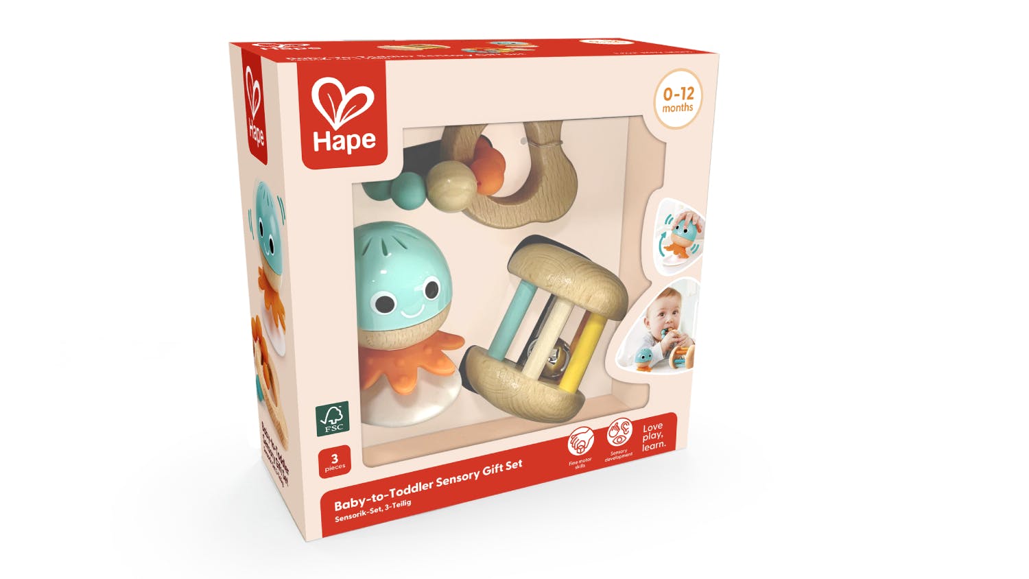 Hape Baby-To-Toddler Sensory Gift Set 3pcs
