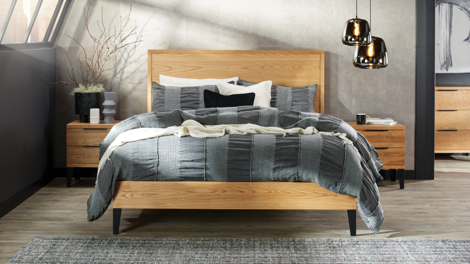 Huntsbury Super King 3 Piece Bedside Bedroom Suite Harvey Norman New