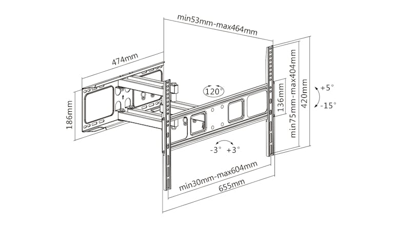 One 35" to 74" Universal TV Mountable Wall Bracket with Full Motion - Black (OMA6402-AU)