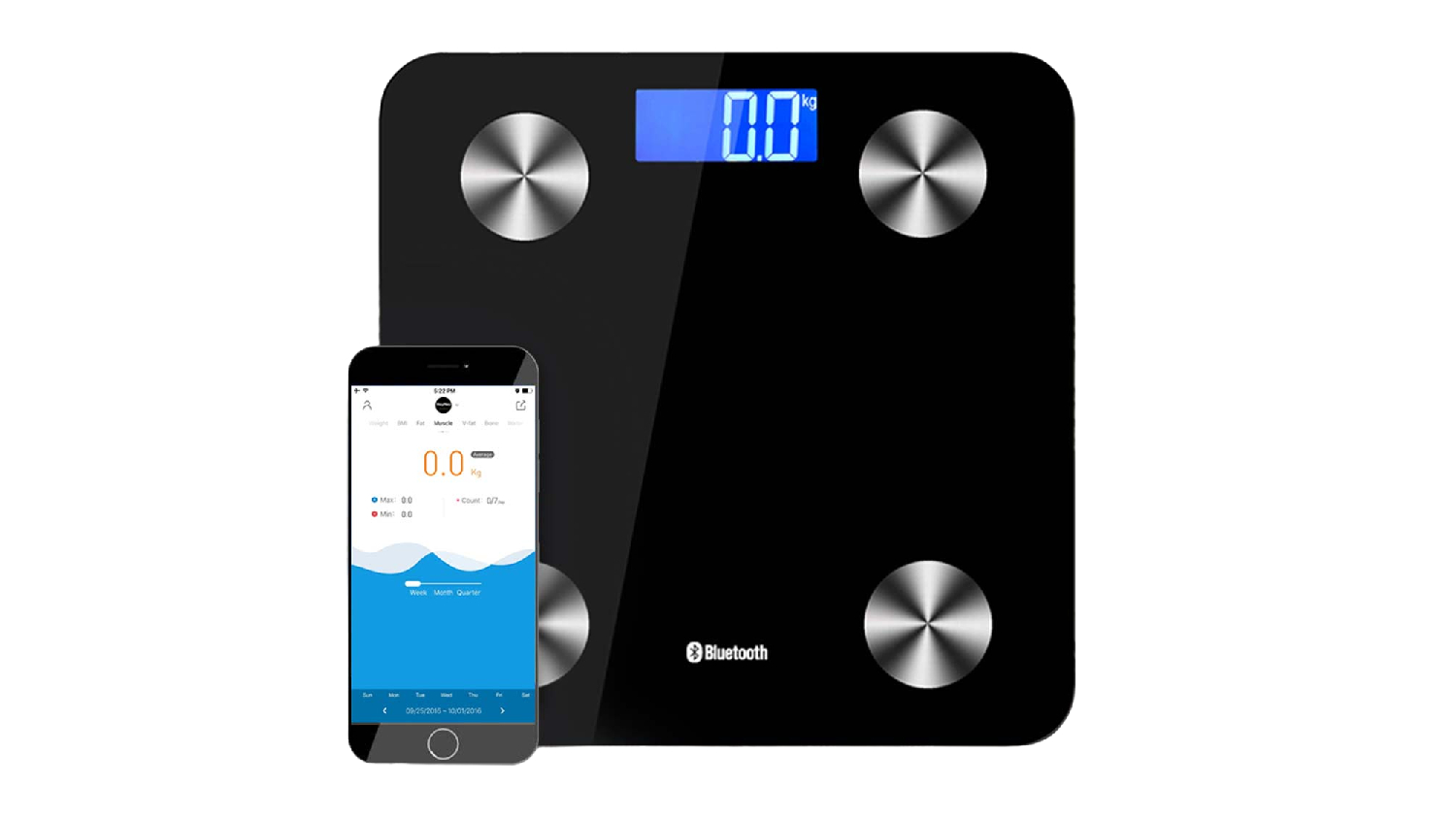 SOGA LCD Bluetooth Wireless Digital Body Fat Scales with Profile Memory, App Connectivity - Black