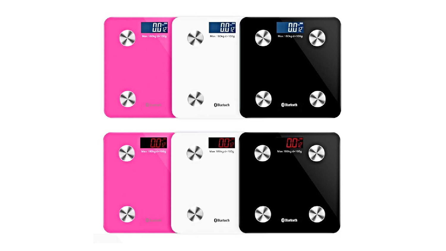 SOGA LCD Bluetooth Wireless Digital Body Fat Scales with Profile Memory, App Connectivity 2pcs. - Black