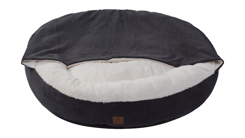 Charlie's "Snookie" Corncob Fabric Pet Bed with Hood Extra Large - Charcoal