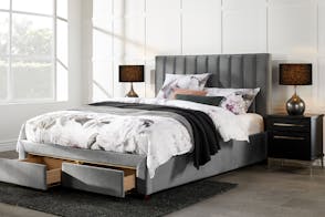 Melina Queen Bed Frame with 2 Drawer Base