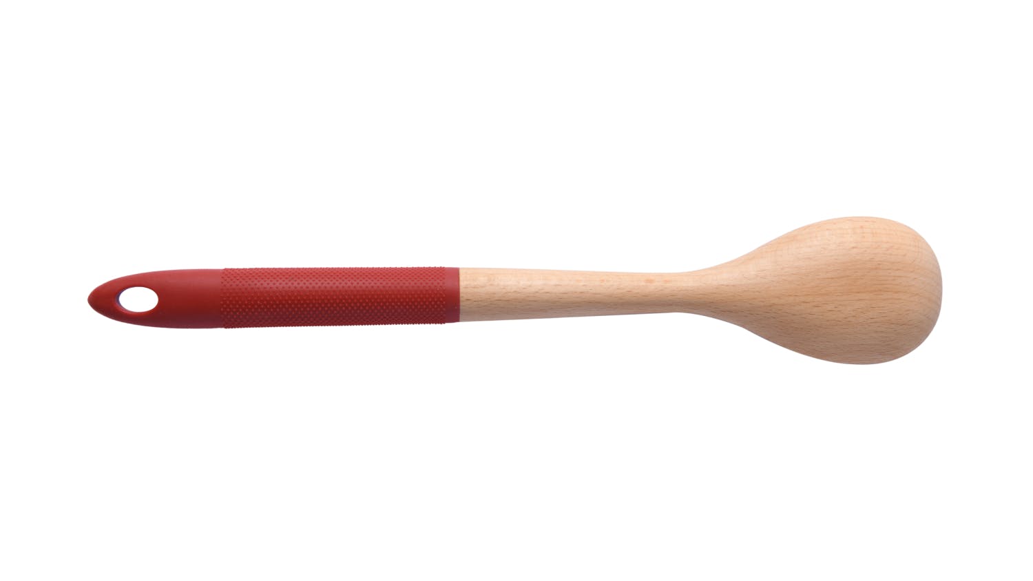 Gourmet Kitchen Wooden Spoon with Rubberised Handle - Red