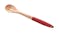 Gourmet Kitchen Wooden Slotted Spoon with Rubberised Handle - Red