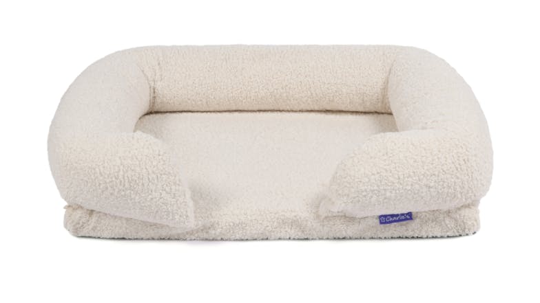 Charlie's Memory Foam Teddy Fleece Pet Bed with Bolsters Medium - Cream