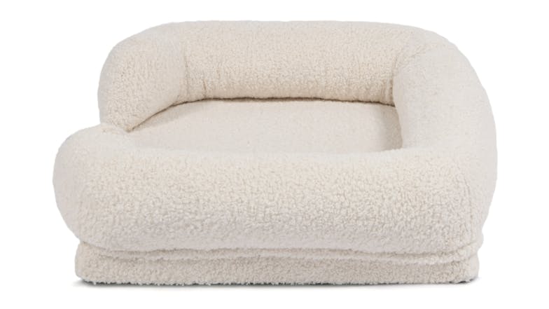 Charlie's Memory Foam Teddy Fleece Pet Bed with Bolsters Medium - Cream