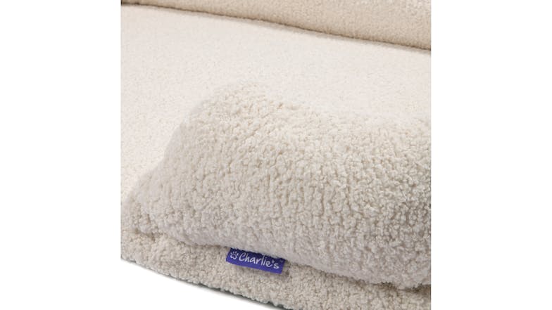 Charlie's Memory Foam Teddy Fleece Pet Bed with Bolsters Medium - Cream
