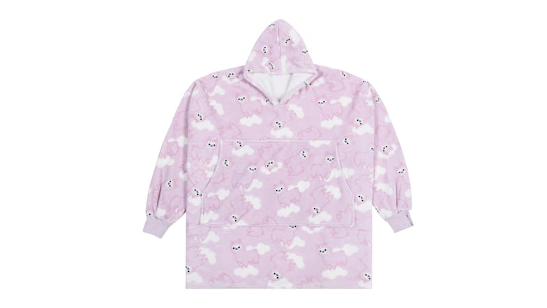 Giant Llama Face Hoodie Adult - Light Pink