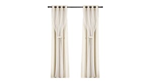 Artiss Multi-Layer Eyelet Sheer Curtains with Blackout Lining 132 x 274cm 2pcs. - Beige