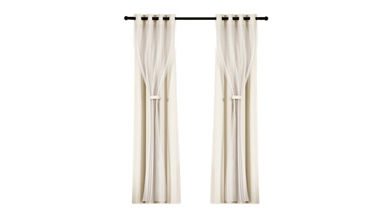 Artiss Multi-Layer Eyelet Sheer Curtains with Blackout Lining 132 x 274cm 2pcs. - Beige