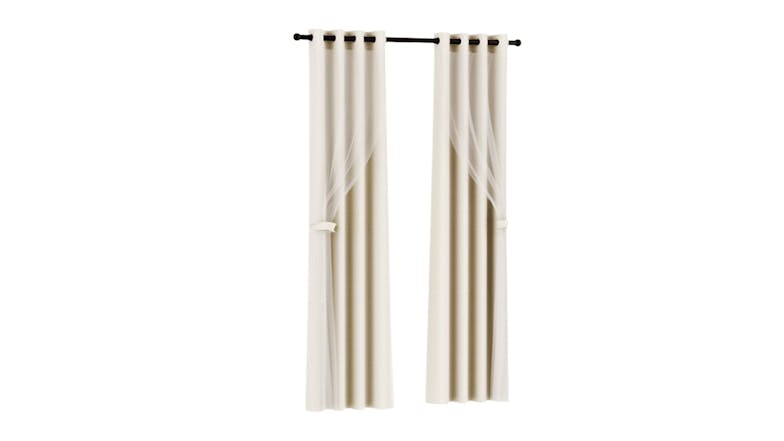 Artiss Multi-Layer Eyelet Sheer Curtains with Blackout Lining 132 x 274cm 2pcs. - Beige