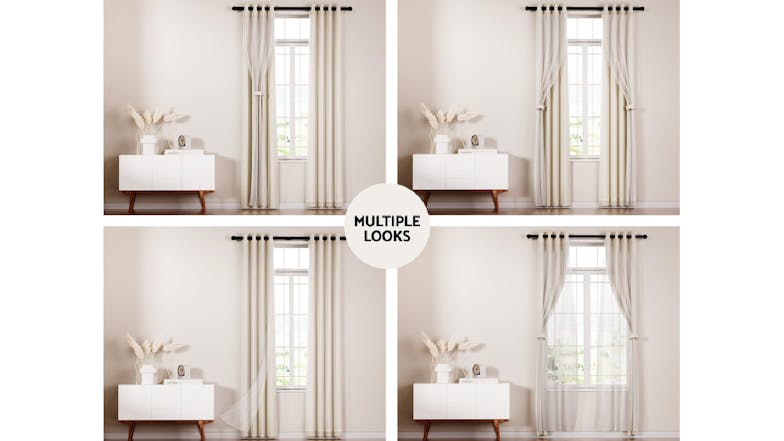 Artiss Multi-Layer Eyelet Sheer Curtains with Blackout Lining 132 x 304cm 2pcs. - Beige