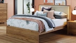Croft Queen 3 Piece Bedside Bedroom Suite - Fabric Bed Frame