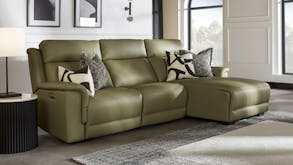 Kobe 3 Seater Leather Electric Recliner Sofa with Chaise