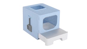i.Pet Covered Cat Litter Tray with Swinging Door - Blue Box