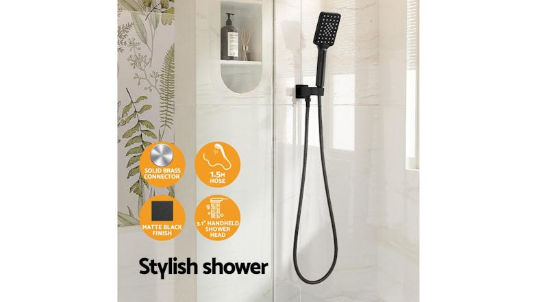 Cefito Square Handheld Shower Head & Hose Hardware 8cm/1.5m - Matte Black