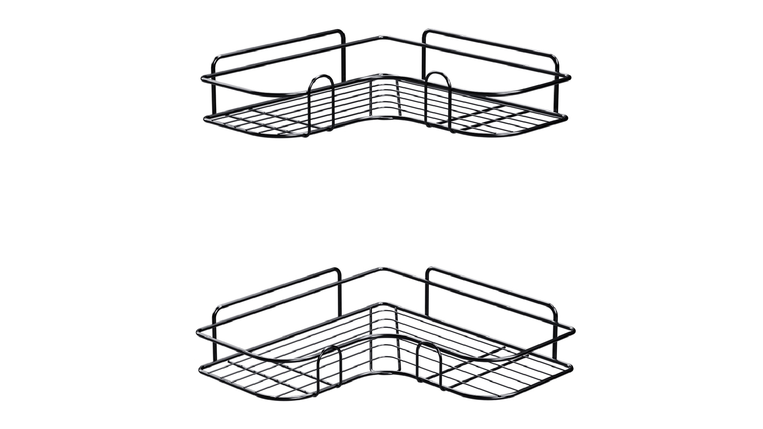 Cefito Metal Wire Corner Shelf 2pcs. - Matte Black