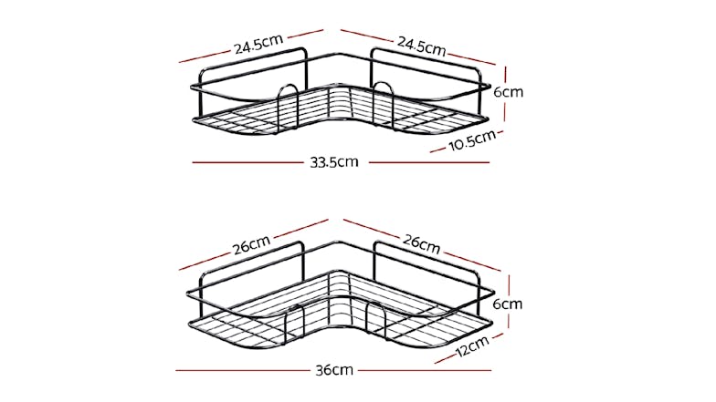 Cefito Metal Wire Corner Shelf 2pcs. - Matte Black