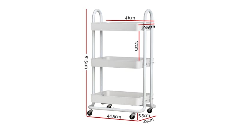 Artiss Modern Metal 3-Tier Storage Trolley - White