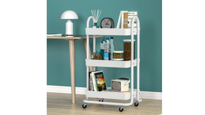 Artiss Modern Metal 3-Tier Storage Trolley - White