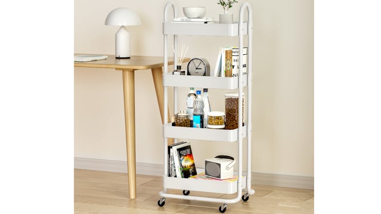 Artiss Modern Metal 4-Tier Storage Trolley - Whit