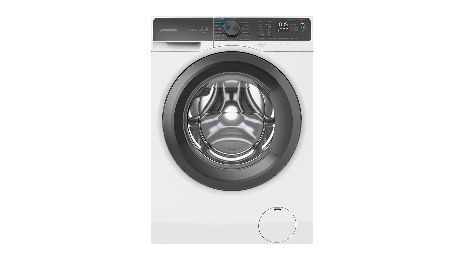 Westinghouse 8kg Front Loading Washing Machine with 15 Programs - White (500 Series/WWF8024M5WA)