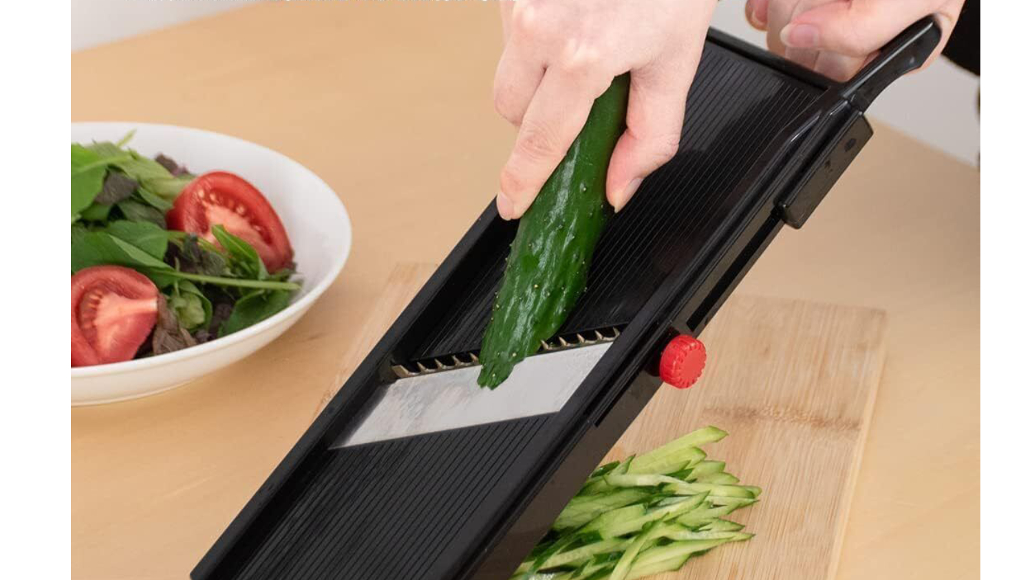 Shimomura Handheld Julienne Mandoline Slicer with Assorted Blades, Finger Guard - Black