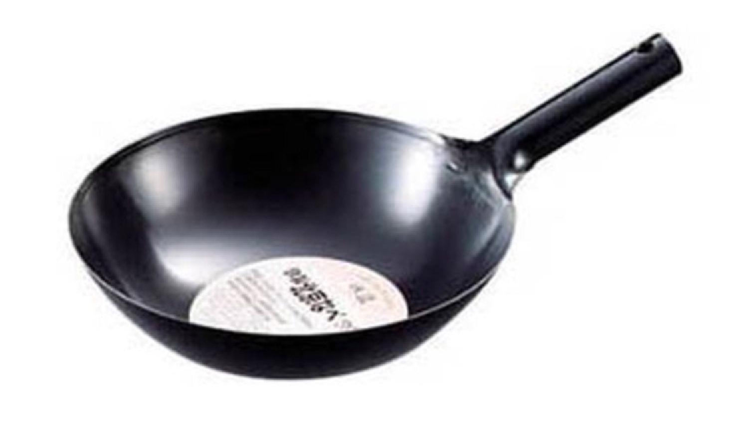 Wahei Freiz Ajido Black Steel Iron Wok with Handle 36cm
