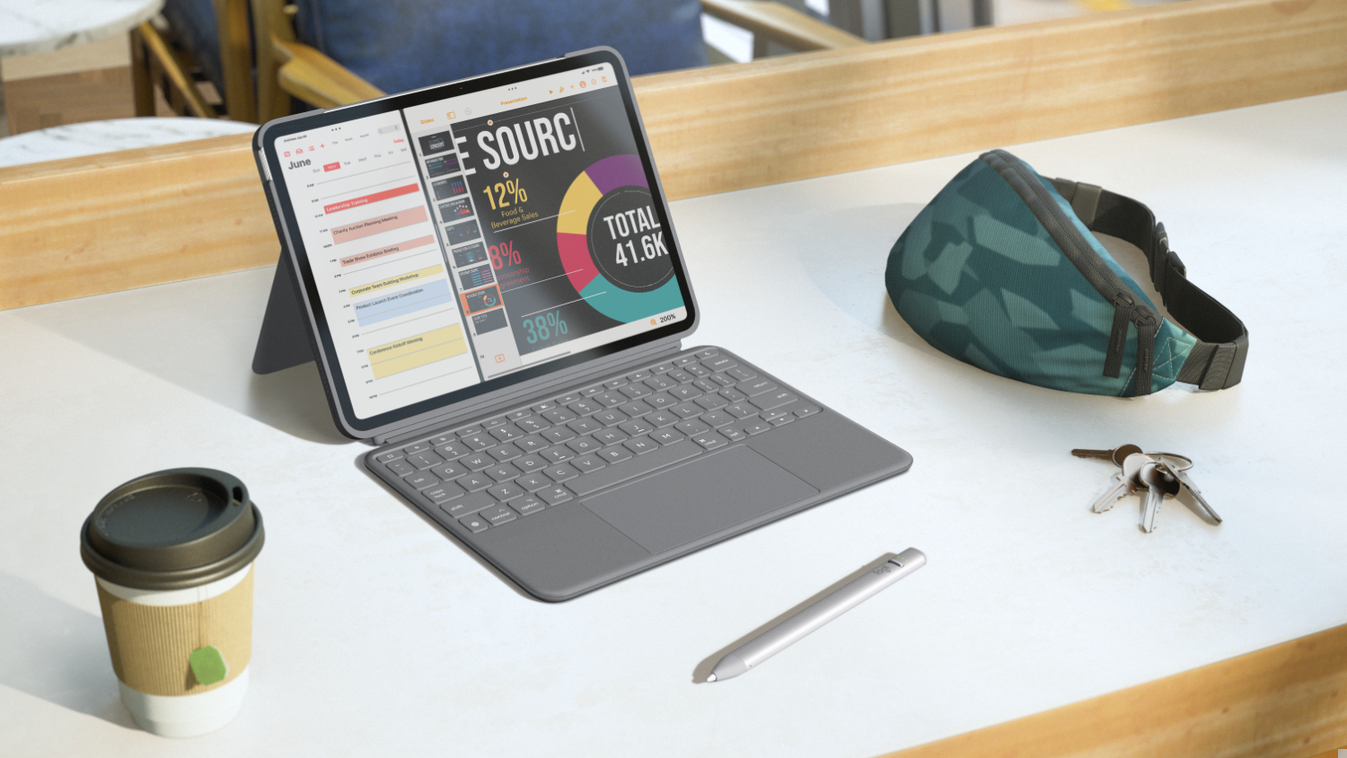 Logitech Combo Touch Case for iPad Air 11" M2 (4th/5th Gen) - Oxford Grey